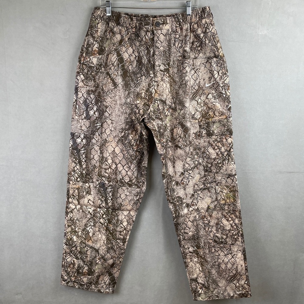 Nike Club Camo Woven Chain Link Ripstop Cargo Pants LOOSE Fit Brown IQ1019-247 L